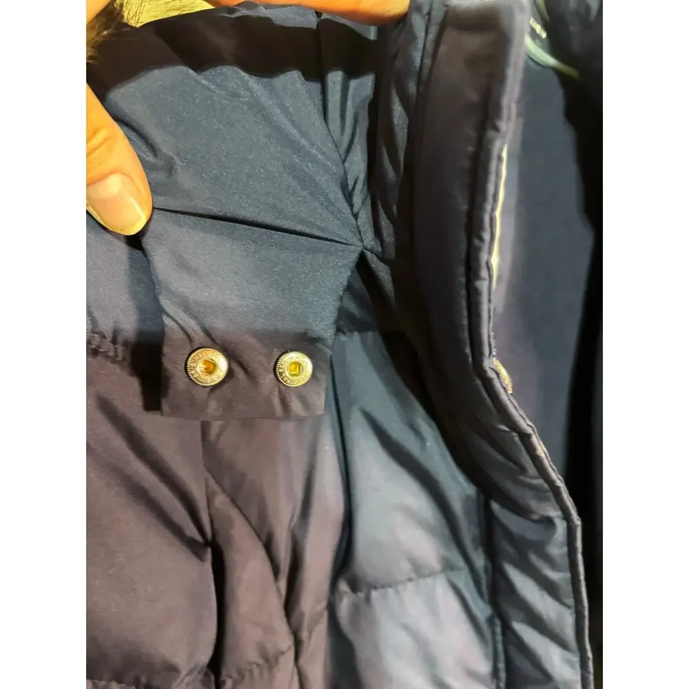 Gap M heavy weight puffer coat 3/4 length hooded pocket euc